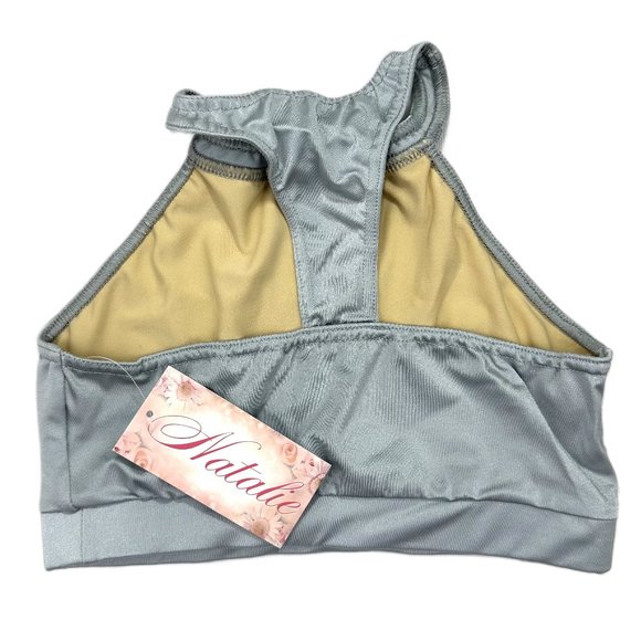 Woman’s Natalie Dancewear Soft Gray Crop Top, Size LC - Picture 2 of 7